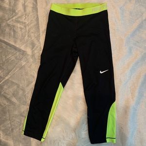 Nike Black Capris with Neon Detailing